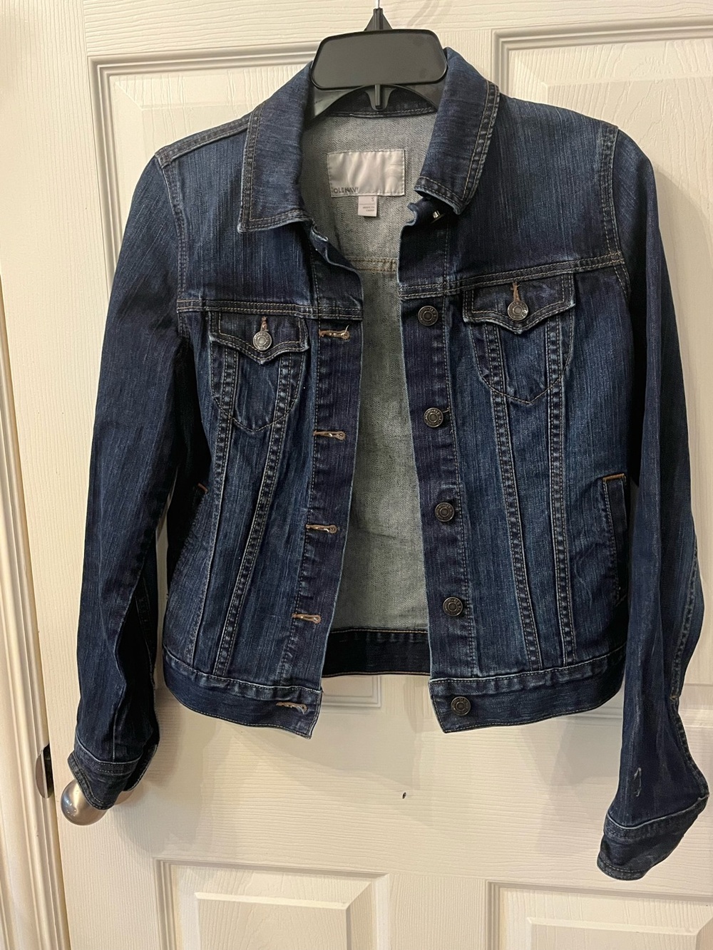 Old Navy Dark Wash Denim Jacket - Classic Button Front, Size Small